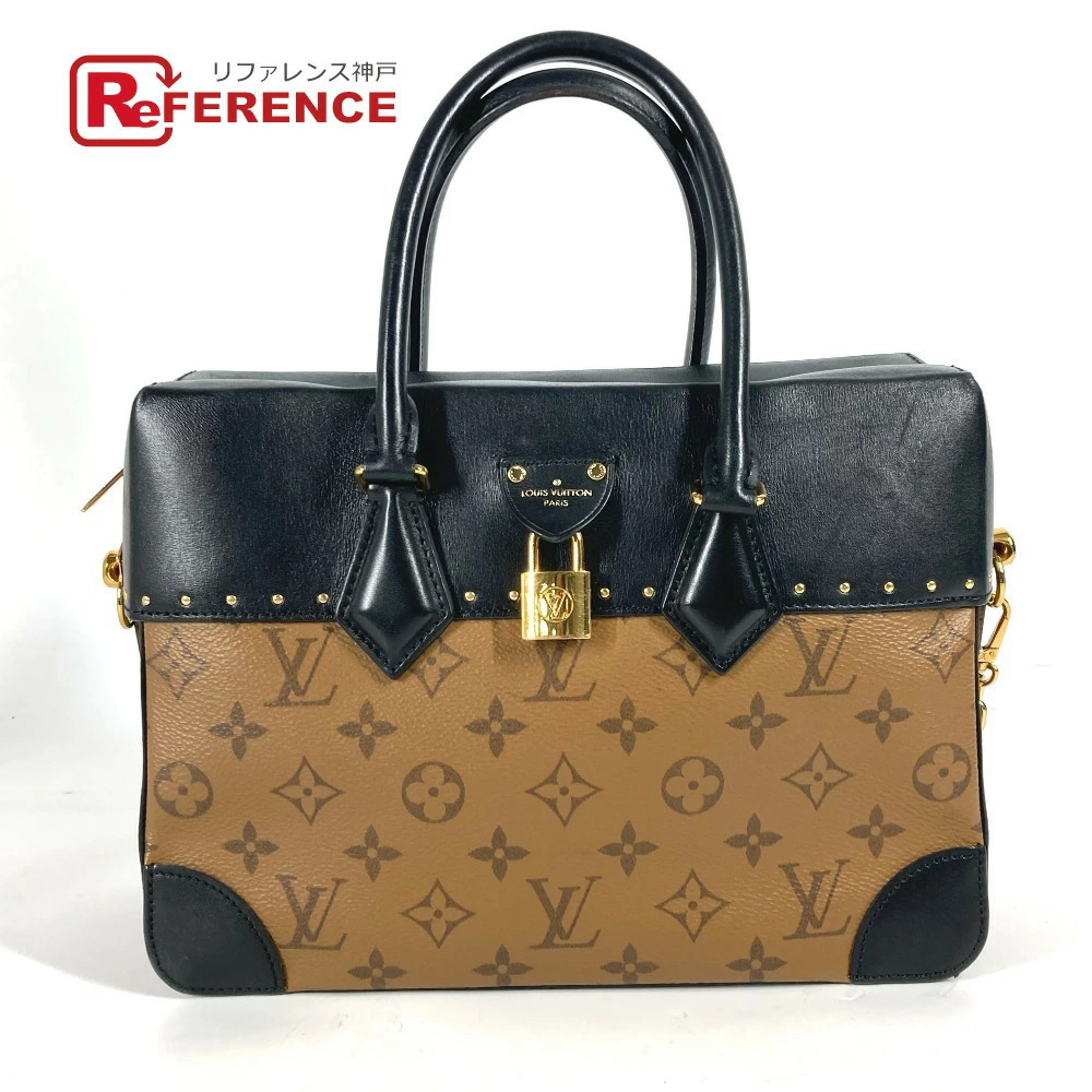 LOUIS VUITTON Monogram Reverse Citymal Boston Bag Chain Handbag Canvas Beige